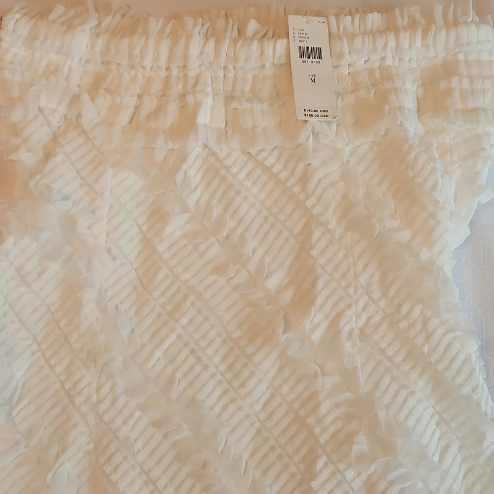 Anthropologie Endless Rose Strapless Textured Fitted White Mini Dress - Picture 5 of 6